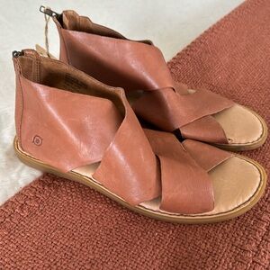 Born NWT Women's Open Toe Leather Sandal, Brown - Size 10